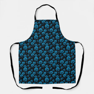 Surreal Neon Blue Roses Apron