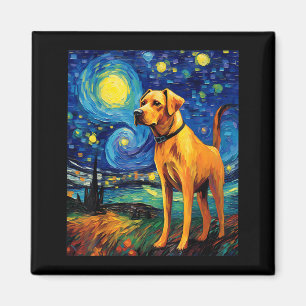 Surreal Night Sky Art Black Mouth Cur Dog Magnet