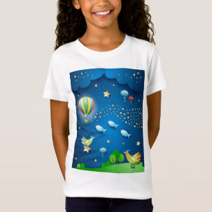 Surreal night with balloons and wave of stars post T-Shirt