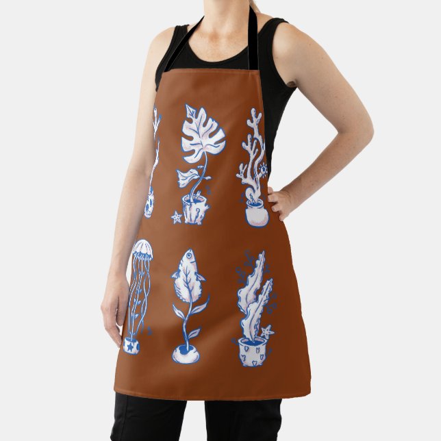 Surreal Ocean Botanicals Apron (Insitu)