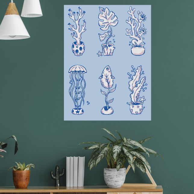 Surreal Ocean Botanicals Poster (Living Room 1)