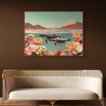 Surreal Ocean Scene With Whales And Coral