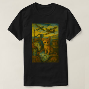 Surreal Orange Kittens Melting Clock Dali Cat Art T-Shirt