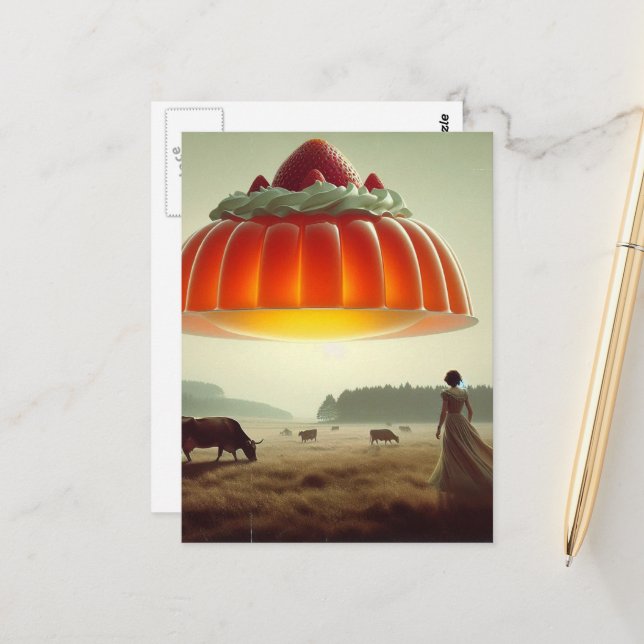 Surreal Orange Sweet Treat in the Dairy Pasture Postcard (Front/Back In Situ)