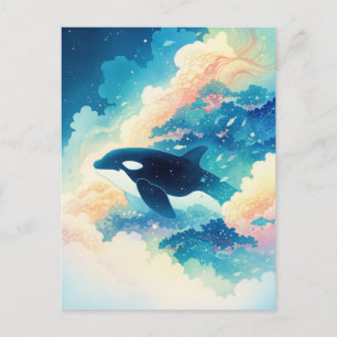 Surreal Orca Whale Cloud Forest Postcard