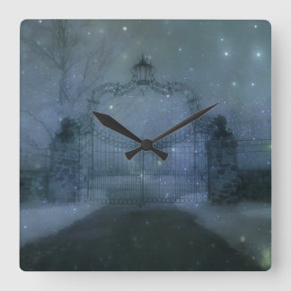 Surreal Otherworldly Gate Stars Square Wall Clock