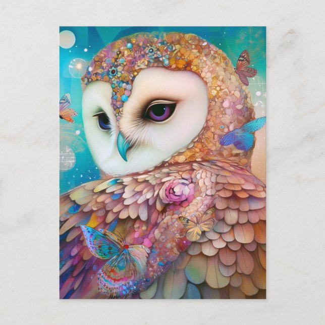 Surreal Owl Fantasy Art Postcard (Front)