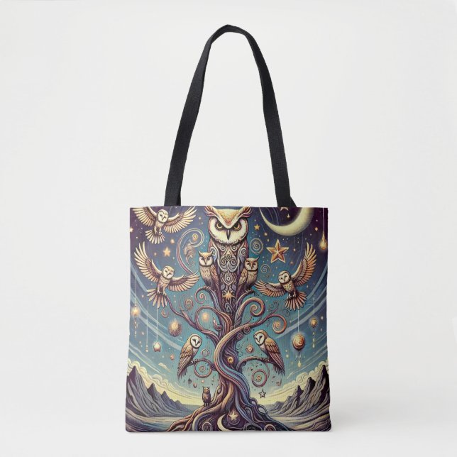 Surreal Owl Forest  Tote Bag (Front)