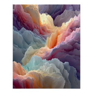 Surreal Pastel Rainbow Mountains Fantasy Landscape Poster