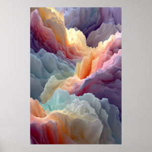 Surreal Pastel Rainbow Mountains Fantasy Landscape Poster