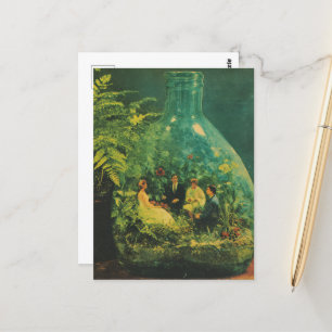 Surreal People Having a Party in a Bottle Postcard