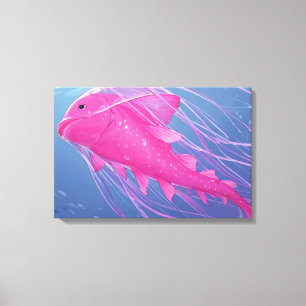 Surreal Pink Jellyfish Fish Hybrid Fantasy Ocean  Canvas Print