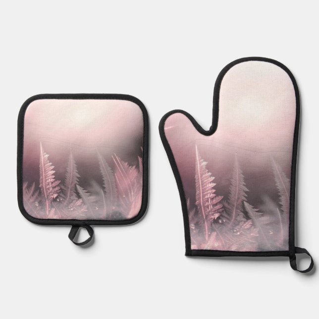 Surreal Pink Landscape  Oven Mitt & Pot Holder Set (Front)