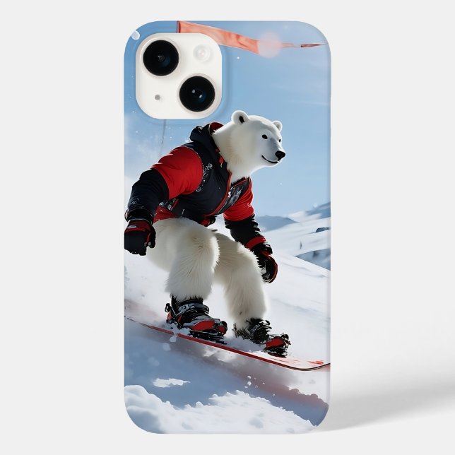 Surreal Polar Bear Snowboarding Winter Adventure Case-Mate iPhone Case (Back)