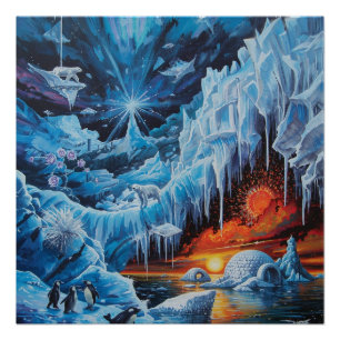 Surreal Polar Fantasy Aurora Borealis Poster