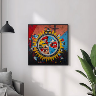 Surreal Pop Art Clock Canva Time,City &Memory Wall Canvas Print