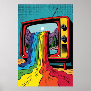 Surreal Pop Art: Rainbow on Screen Poster