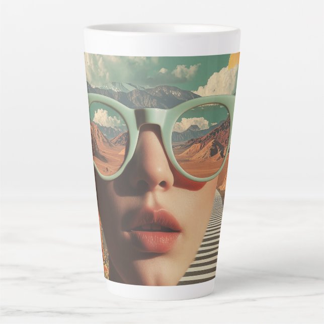 Surreal Portrait With Glasses Reflecting Desert Latte Mug (Front)