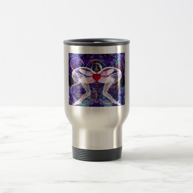 Surreal Psychedelic Dragon Fly Travel Mug (Center)