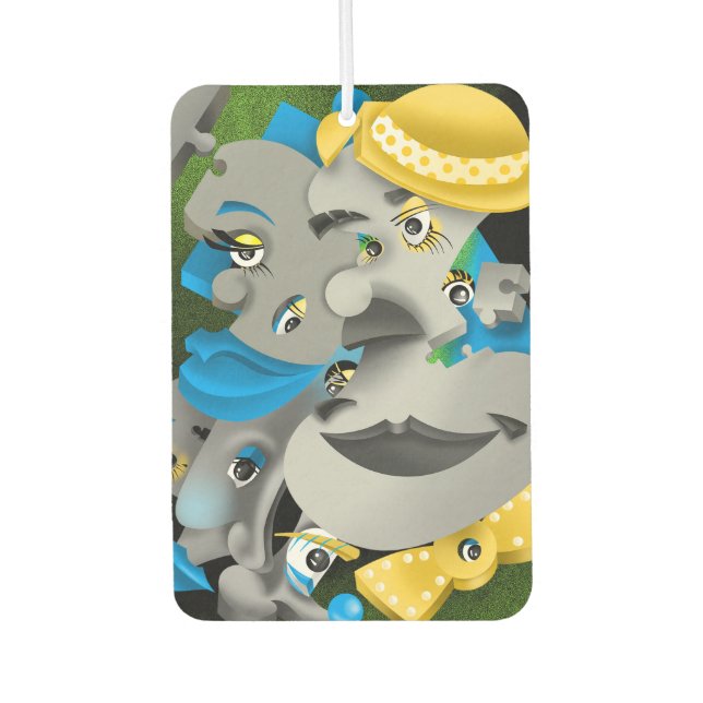 Surreal Puzzle Faces Car Air Freshener (Front)