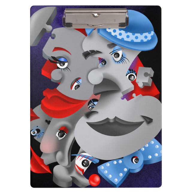 Surreal Puzzle Faces Clipboard (Front)