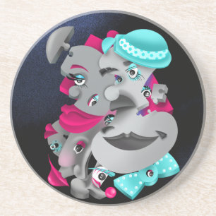 Surreal Puzzle Faces Coaster