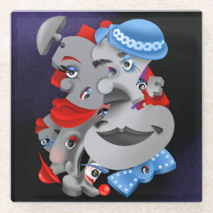 Surreal Puzzle Faces Coaster