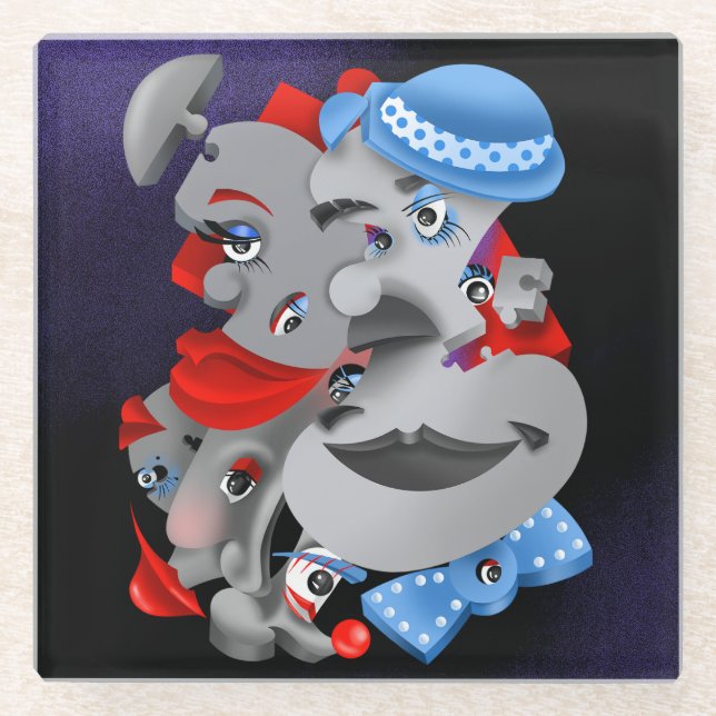 Surreal Puzzle Faces Coaster (Front)