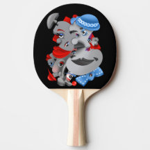 Surreal Puzzle Faces Ping Pong Paddle