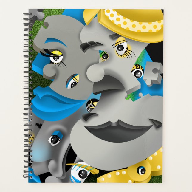 Surreal Puzzle Faces Planner (Front)