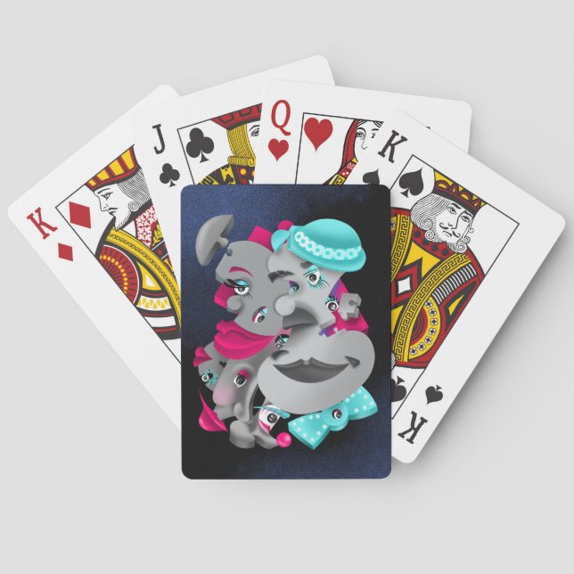 Surreal Puzzle Faces Playing Cards (Back)