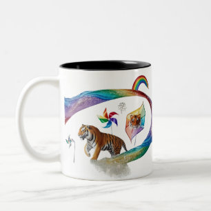 Surreal Rainbow Tiger Pinwheel Dynamic Two-Tone  Coffee Mug