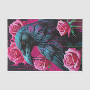 Surreal Raven & Roses Surrealism Decoupage Tissue Paper