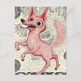Surreal Red Fox Illustration - Quirky Indie art Postcard
