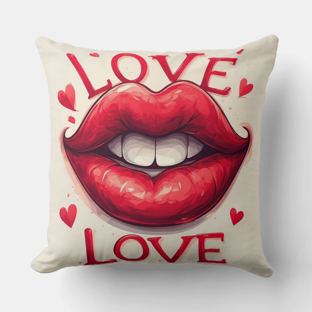 Surreal Red Lips with Love-Inspired Cushion (Front)