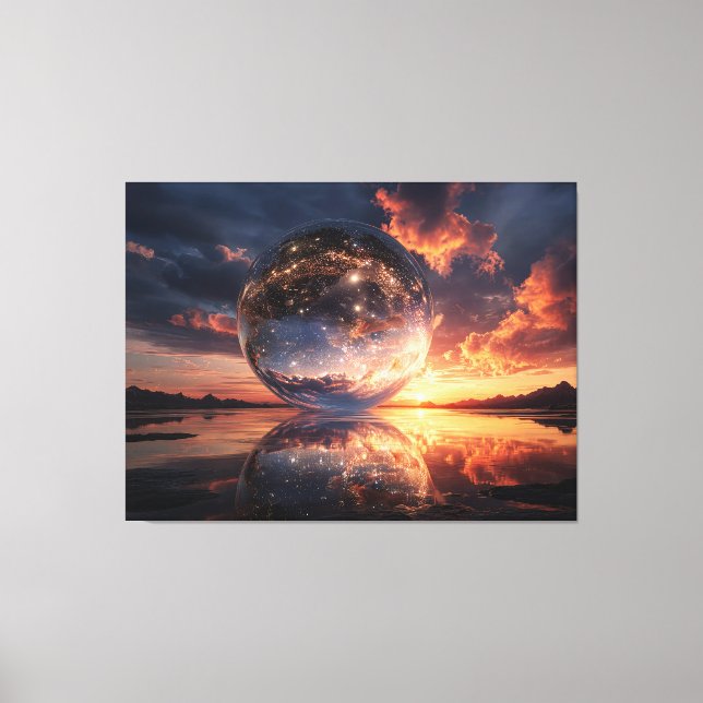 Surreal Reflective Sphere Containing Stars Canvas Print (Front)