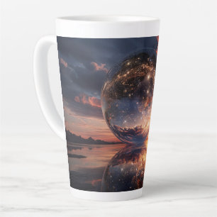 Surreal Reflective Sphere Containing Stars Latte Mug
