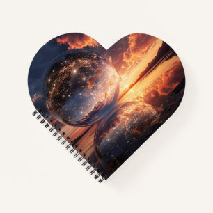 Surreal Reflective Sphere Containing Stars Notebook