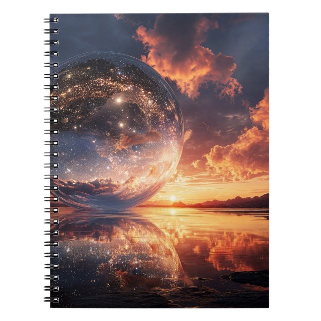 Surreal Reflective Sphere Containing Stars Notebook (Front)