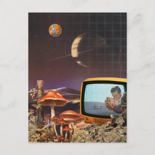 Surreal Retro Futurism Space Collage Art  Postcard