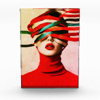 Surreal Ribbon Modern Minimalist Woman in Red