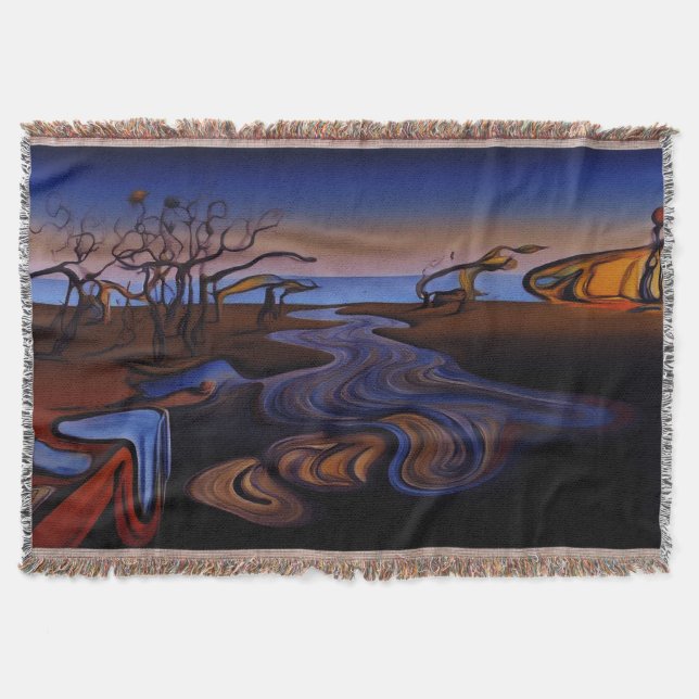 Surreal River Landscape - Dali Style  Throw Blanket (Front)