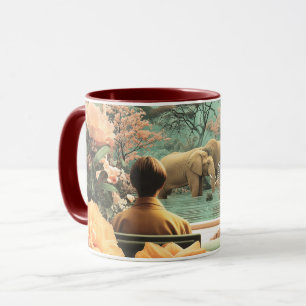 Surreal Safari Scene With Elephants Zebras Mug