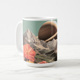 Surreal Saturn Over Mountain Valley Coffee Mug