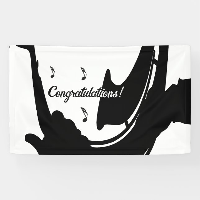 Surreal Saxophone Play Congratulations Banner (Horizontal)