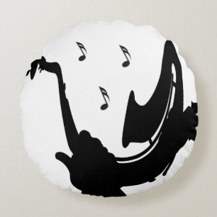 Surreal Saxophone Play Round Cushion