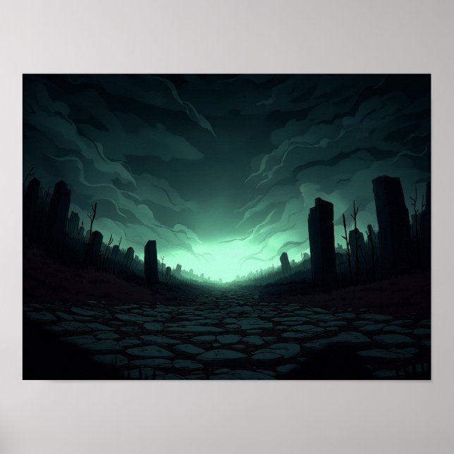 Surreal Sci-Fi Farm with Rocket Launch Illustratio Poster (Front)
