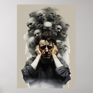 Surreal Scream – Dark Emotional Abstract Painting Poster