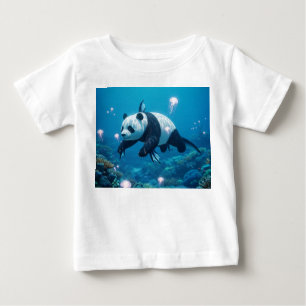 Surreal Sea Panda Swimming with Jellyfish Baby T-Shirt