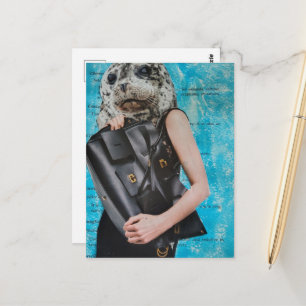 Surreal Seal With a Giant Black Purse Postcard